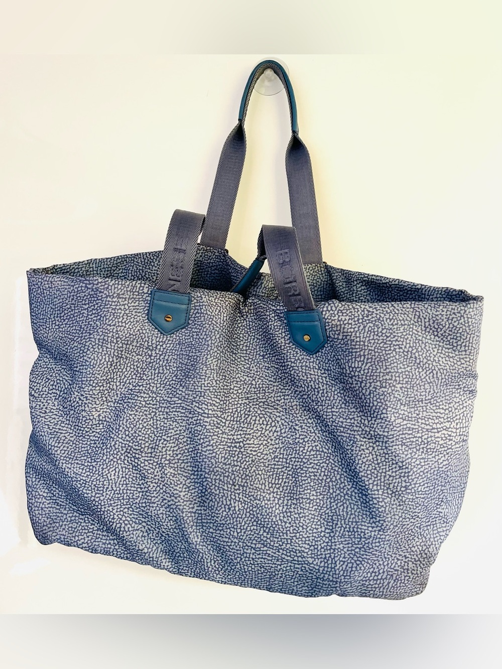 Borbonese Blue Nylon Tote Shoulder Bag